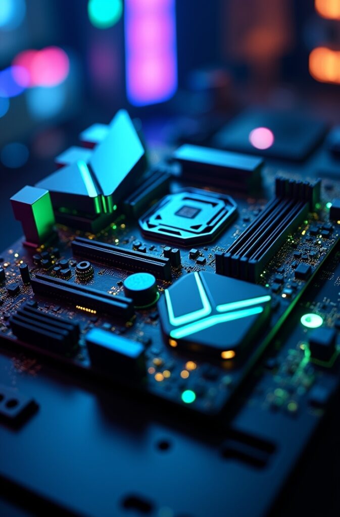 Flux_Dev_Hightech_motherboard_glowing_with_RGB_lights_futurist_1