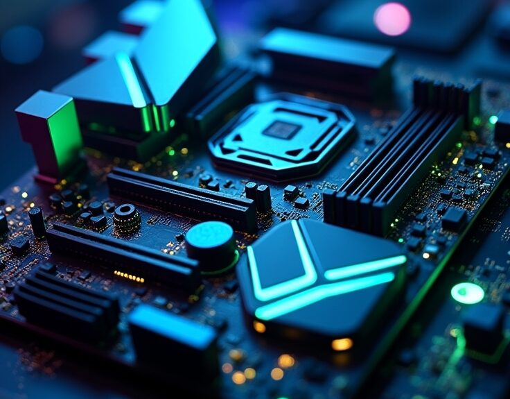 Flux_Dev_Hightech_motherboard_glowing_with_RGB_lights_futurist_1